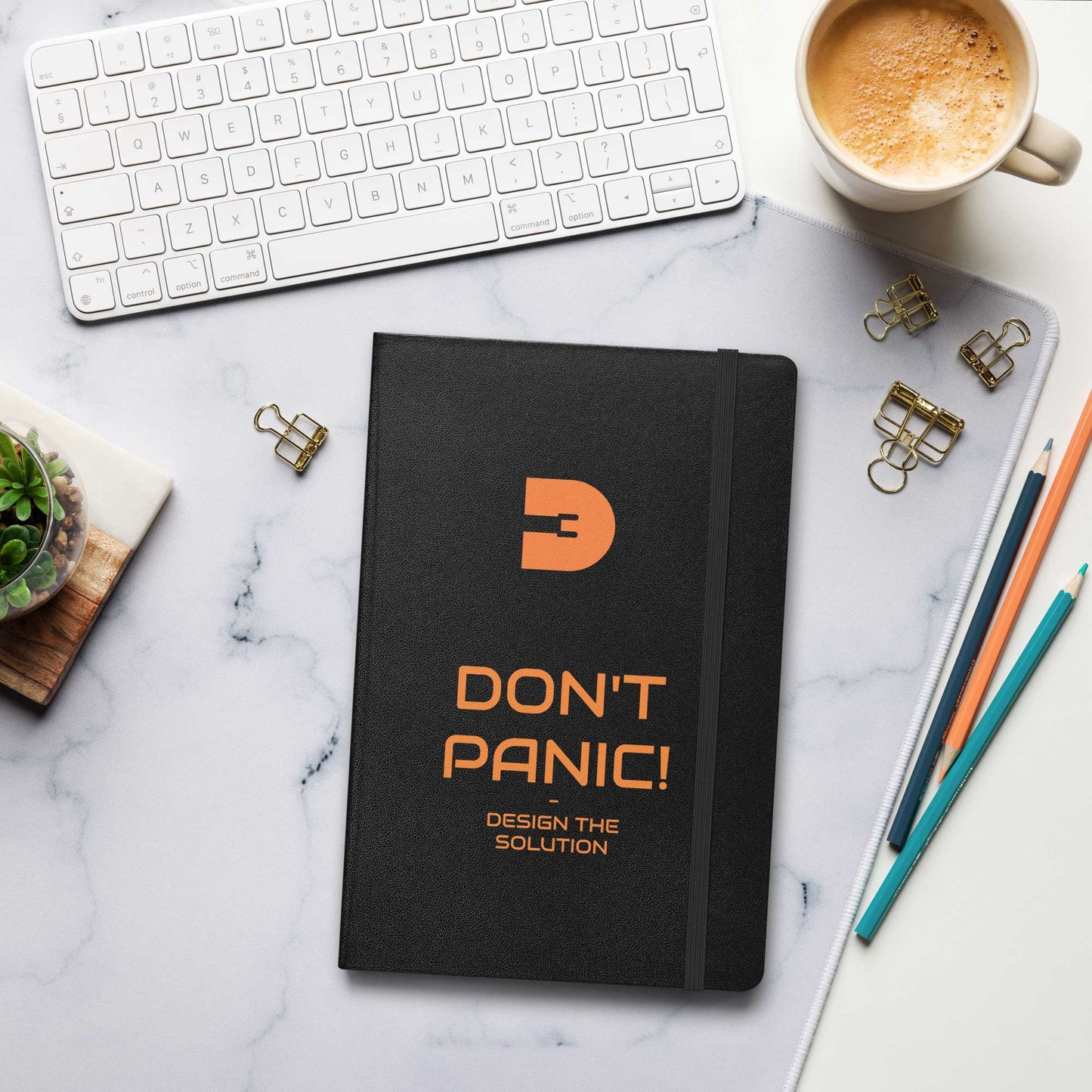 Don't Panic - Black (Hardcover bound notebook)