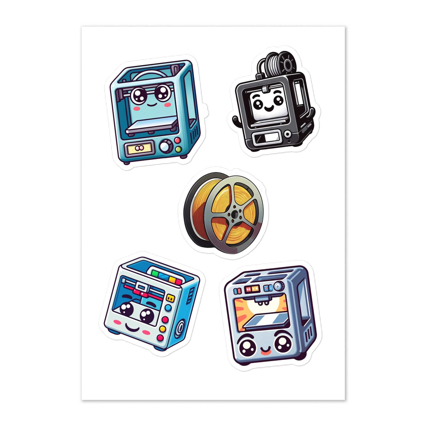 Cute 3D Printer Sticker Sheet