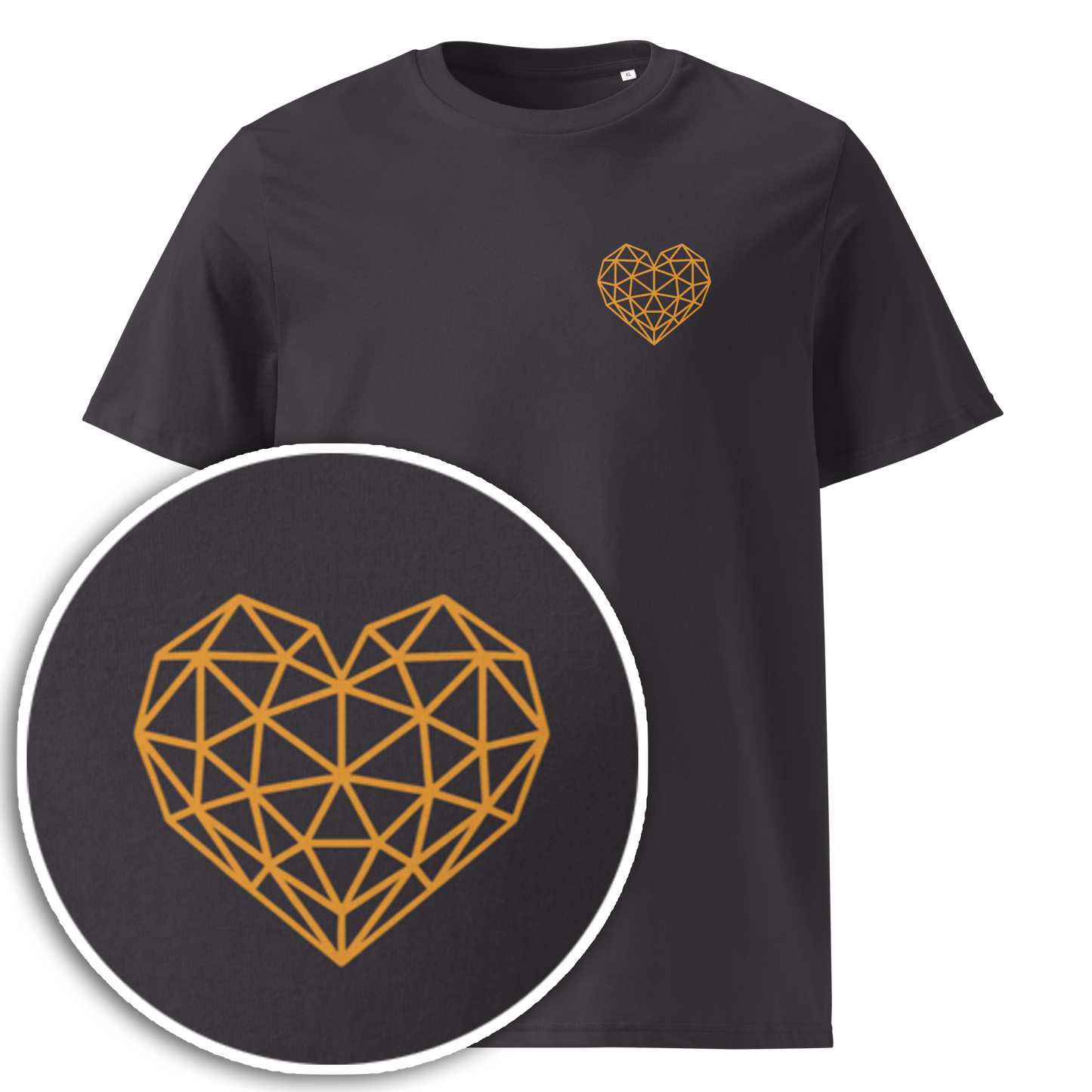 Geometric Love Heart [Orange] (Unisex organic cotton t-shirt)