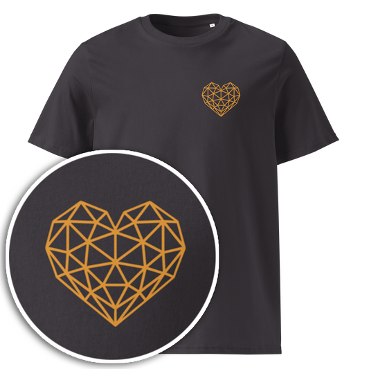 Geometric Love Heart [Orange] (Unisex organic cotton t-shirt)