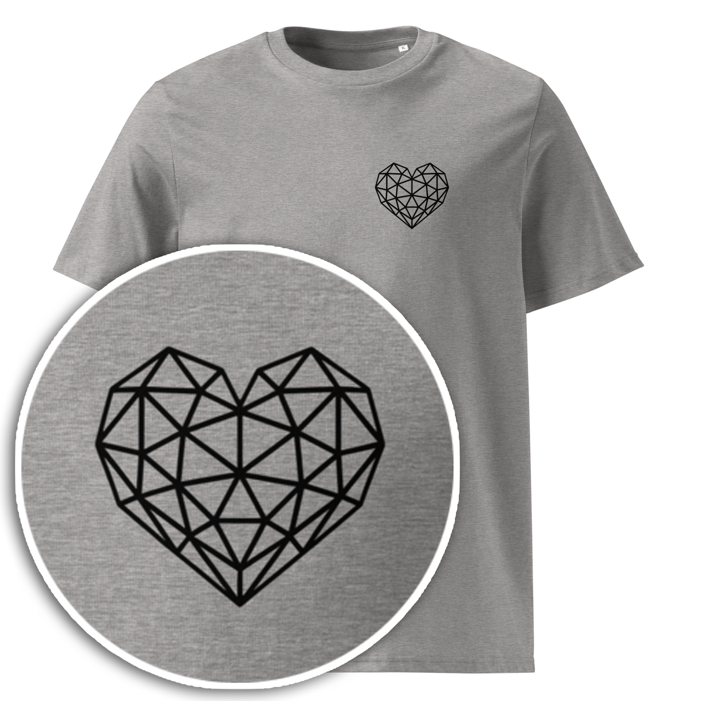 Geometric Love Heart [Shadow] (Unisex organic cotton t-shirt)